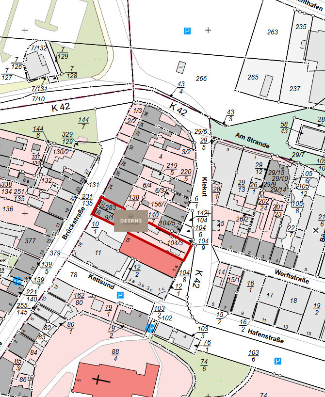 Original-Lageplan der Deerns in Heiligenhafen